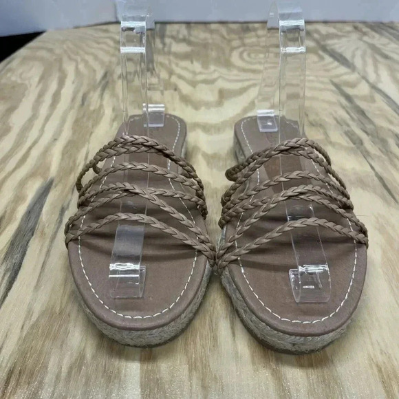 Madewell Size 7.5 Women's Tan Espadrille strappy Slip On Comfort Sandal Beachy - Picture 2 of 9